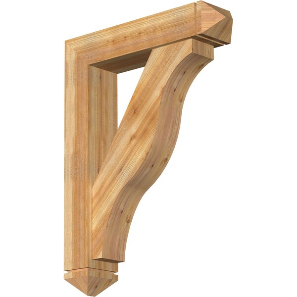 Ekena Millwork Funston Arts and Crafts Rough Sawn Bracket w/ Offset Brace, Western Red Cedar, 8"W x 36"D x 48"H BKT0806X36X48FST03RWR - main